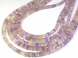 High Quality <b>Pink</b> Ametrine Heishi Shape Gemstone Beads 16" Strand Center <b>Drilled</b> Faceted 6mm Natural Gemstones DIY Jewelry - Product Image 4