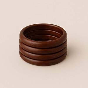 Colección de Pulseras de Madera Hechas a Mano, Adornos de Madera Natural Tallada a Mano, Elegantes Brazaletes Decorativos, Artesanía Uttar - Product Image 2