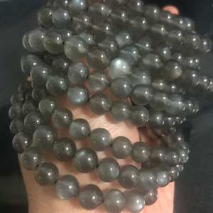 Cuentas redondas de piedra lunar gris natural, hilo de cuentas sueltas para la fabricación de joyas, pulseras, collares y manualidades. - Product Image 3