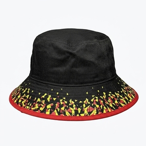 Sombrero de Pescador Negro Unisex al por Mayor con Patrón Geométrico Amarillo y Rojo, Sombrero Casual para Adultos de Primavera/Verano - Product Image 1