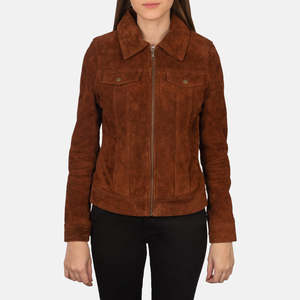 <b>Women's</b> Brown <b>Suede</b> Moto <b>Jacket</b> With Zipper Closure Turn-down Collar Full Sleeve Low Price <b>Jackets</b> - Product Image 3