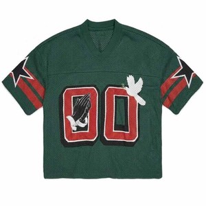 Maillot de football en mesh coupe classique pour homme, col en V, manches courtes, style streetwear, écologique, séchage rapide, respirant, rouge, noir, blanc - Product Image 1