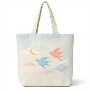 Sac de plage en toile imprimé avec logo brodé personnalisé, grand format, avec poignée d'épaule - Product Image 1