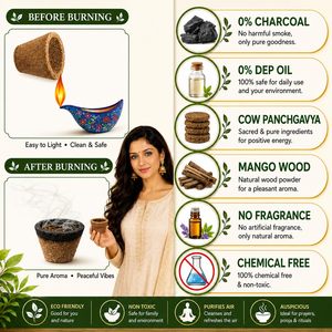 Natural Indian Sambrani Havan Cups with Desi <b>Cow</b> Dung 31.5x27mm Organic Shelf Life Loose Pack for Pooja & Temple Use - Product Image 2