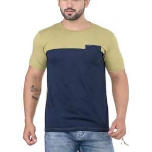 Men's Solid <b>T</b>-<b>Shirt</b> Short Sleeve O-Neck Regular Fit Polyester/Cotton Knitted Casual Anti-Pilling Custom Logo <b>Pocket</b> Front - Product Image 1