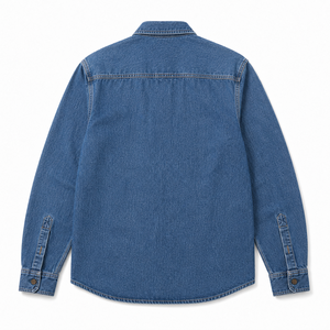 Chemise utilitaire en denim délavé 100% coton pour homme, multi-poches, vêtements de travail, surchemise à manches longues, streetwear décontracté, automne - Product Image 3