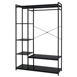 Heavy Metal Stand-Alone Wardrobe Organizer with Suspender Hanger and Multiple Storage Racks <b>Portable</b> <b>Bed</b> Wardrobe - Product Image 3