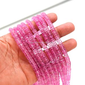 Cuentas facetadas de topacio rosa AAA tipo Heishi de 6 mm a 7 mm, cuentas de piedras preciosas de topacio natural para la fabricación de joyas, hilo de 16 pulgadas al por mayor - Product Image 4