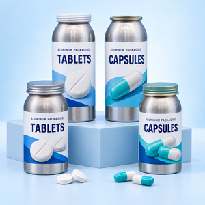 Emballage écologique, flacons à vis en aluminium pur à 99,7 % avec fermeture ROPP pour comprimés et capsules pharmaceutiques - Product Image 4