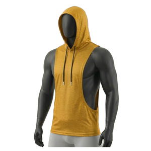 HYPEN SPORTS Unisex 100% Cotton Anti-Pilling <b>Vintage</b> Knitted Tie-Dyed Hooded <b>Tank</b> <b>Top</b> Custom Vest Fitness Wear Breathable Front - Product Image 2