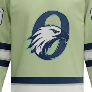 Men Light Green Sublimated <b>Ice</b> Hockey Printable Polyester V Neck Jersey Long Sleeve Sports Shirt Team Wear Training Match - Product Image 5