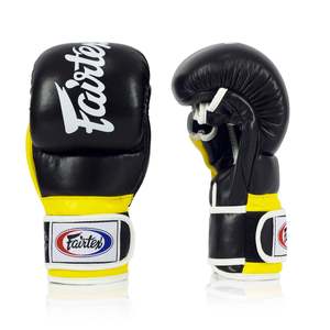 Gants d'entraînement en cuir véritable imperméables de qualité supérieure Fairtex MMA Shooter Sanda Sparring à lacets Rouge Noir - Product Image 4