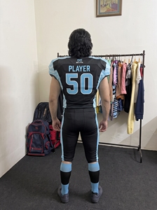 Ensemble d'uniformes de football américain personnalisés imprimés par transfert thermique, maillot en maille polyester avec pantalon rembourré de protection en taille plus - Product Image 6