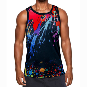 Camiseta sin mangas informal para hombre, personalizada, sublimada, transpirable, de secado rápido, anti-bolitas, antiencogimiento, tejida, 100% poliéster y algodón, con diseño liso. - Product Image 1