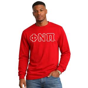 Maglietta a Maniche Lunghe con 3 Lettere Kappa Alpha Psi Phi Nu Pi Rossa, Abbigliamento per Fraternità Greca con Design Classico, Comfort e Stile Premium - Product Image 1