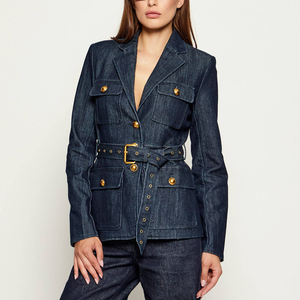 Nouvelle Collection : Blazers en Jean Tricoté Tendance pour Femme – Design Unique avec Boutons Personnalisés et Marquage de Marque - Product Image 1