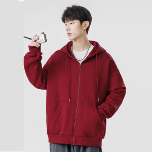 Men Essential Zip Front Hoodie Premium Cotton Blend Hooded Sweatshirt Relaxed Streetwear Casual Daily Outerwear - Product Image 2