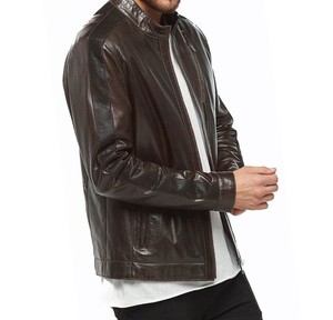 Vestes de mode pour hommes en cuir PU de qualité supérieure sur mesure avec logo avant en toile à col montant-Design Premium - Product Image 2