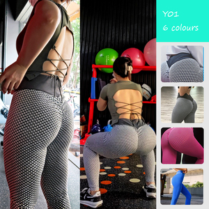 Leggings noirs taille haute avec poches, extensibles, tricotés, sportifs, longueur intégrale, sans coutures, en spandex et nylon respirant - Product Image 6