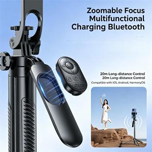Trípode Extensible para Teléfono de 1.65m (65'') con Control Remoto Bluetooth de 20m y Zoom, Soporte Portátil para Teléfono Móvil para Creadores de Contenido - Product Image 2