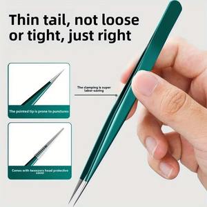 Juego de Pinzas para Cejas de Acero Inoxidable, Herramientas de Maquillaje para Remover Pestañas, Duraderas, Antioxidantes, Pinzas para Injerto - Product Image 2