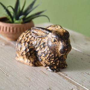 Juego de adornos de jardín de hierro fundido rústico antiguo, el nuevo lanzamiento del mejor vendedor en línea, dos figuritas de escritorio de conejito rústico, granja de 20mm - Product Image 3