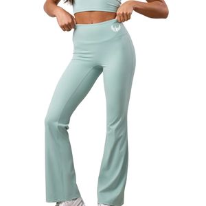 Leggings de Yoga para Mujer, Color Verde Menta, Corte Acampanado, Cintura Alta, Elásticos, Pantalones Deportivos, Ropa Deportiva para Gimnasio - Product Image 3