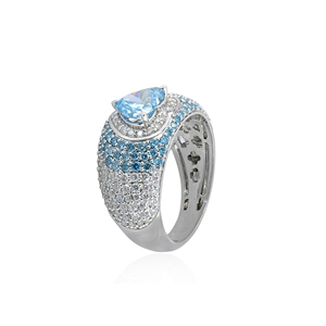 Anillo de Diamante Azul Corazón de 2.54 Quilates, Cultivado en Laboratorio, Oro de 14K, Anillo Infantil de Lujo, Joyería Fina - Product Image 4