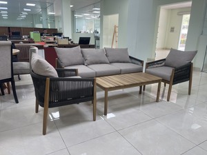 Ensemble de canapés convertibles minimalistes en bois massif coussins en tissu doux pour hôtels appartements salons et usage formel extérieur uniquement - Product Image 6