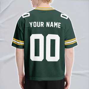 Maillot de football personnalisé vert jaune blanc avec nom et numéro personnalisés, unisexe, en maille respirante, 100% polyester, toutes saisons - Product Image 5