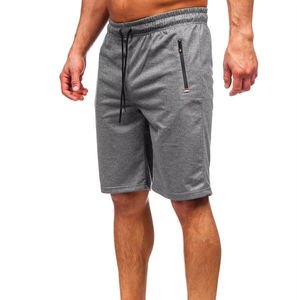Shorts Bermuda en coton gris uni pour homme, taille élastique, décontractés, tricotés, respirants, avec cordon de serrage, shorts de basket-ball pour homme - Product Image 4