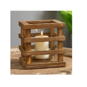 Portavelas de madera artesanal y soporte para velas para bodas, eventos festivos, estilo vintage rústico, para decoración del hogar, para mesa. - Product Image 5