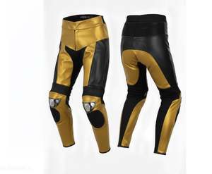 กางเกงหนังสีดำทองสไตล์ไบค์เกอร์ - Product Image 1