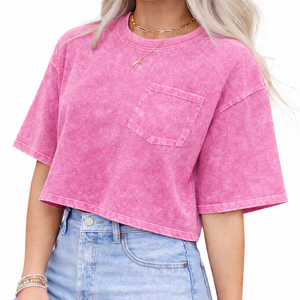 เสื้อยืดผู้หญิงผ้าฝ้ายเฟรนช์เทอร์รี่แบบลำลอง ตกแต่งด้วยลูกปัดและโลโก้แบบสั่งทำพิเศษ ผลิตโดย OEM ผ่านกระบวนการ Acid Wash พร้อมกระเป๋าเสื้อ หนานุ่ม คุณภาพดี - Product Image 2