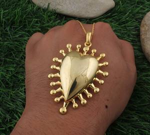 Pendentif Cœur Plaqué Platine en Argent Sterling 925 avec Sertissage Bezel, Bijoux Vintage, Vente en Gros, Prix Usine - Product Image 2