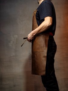 Tablier en cuir pour homme pour le travail du bois, tablier d'atelier de forgeron avec poches - Product Image 4