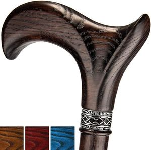 Magnifiques bâtons de marche en bois poli plaqué argent, faits à la main, avec un support robuste et un design d'ange moderne - Product Image 1