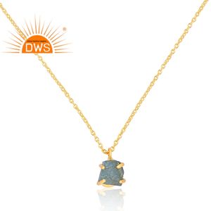 สร้อยคอจี้อัญมณีอะพาไทต์ธรรมชาติชุบทอง18K ดีไซน์ทำด้วยมือล่าสุด - Product Image 3