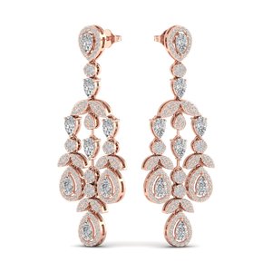 REYES Luxury 14K Rose Gold Plated Moissanite <b>Dangle</b> Drop <b>Earrings</b> with 925 Sterling <b>Silver</b> Wedding Party Wear Fine Jewelry - Product Image 1