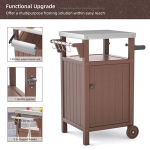 Tavolo da Griglia per Esterni in Acciaio Inossidabile con Isola Cucina e Armadietto Portaoggetti per Barbecue all'Aperto - Product Image 4