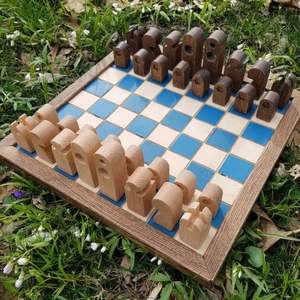 Modern Minimalist Inspired Wooden <b>Chess</b> Board <b>Table</b> Decoration & Accessory Gift Item - Product Image 2