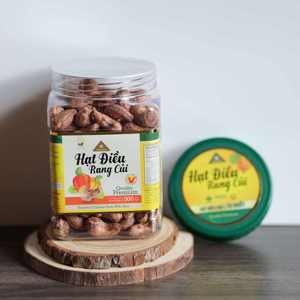 Premium Grade Square Jar Green Lid Unshelled Roasted Dried Vietnam Dong Phu Organic Cashew <b>Nuts</b> Buttery Salty W180 500g - Product Image 1