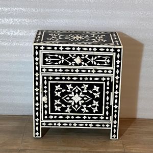 Cajonera de diseño con incrustaciones de hueso, mueble de almacenamiento de madera hecho a mano con un hermoso patrón artesanal para dormitorio - Product Image 4