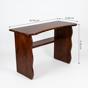 Escritorio de Estudio de Madera Sheesham Premium con Panel Curvo y Estante de Almacenamiento, Escritorio Moderno para Computadora Portátil, Estación de Trabajo para el Hogar - Product Image 3