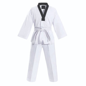 Kimono de karaté unisexe pour adulte, noir, en coton, coupe classique, durable, uni, kit de vêtements d'arts martiaux en stock - Product Image 5