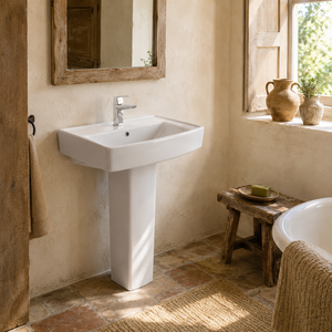 Modern Eco-Friendly Pedestal Sink <b>Set</b> Lever Faucet Handle 5-Year Warranty Office Hotel Hospital Villa Apartment Washrooms Osis - Product Image 6