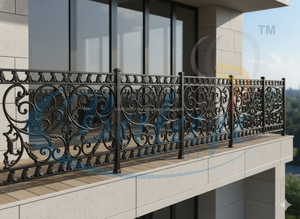 Premium Royal Decorative Cast Iron Railing Modern Design Durable Natural Grey Polished Metal Balcony Fencing Luxury Villas - Product Image 5