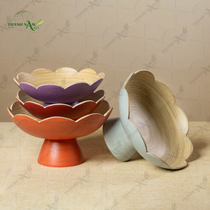 Floral Long Stand <b>Bamboo</b> Pedestal <b>Bowl</b> Handcrafted with Elegant Flower Form Eco-Friendly Modern Design for Party Use - Product Image 6