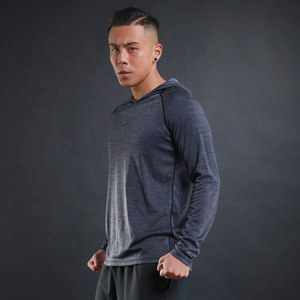 Custom Solid Long Quick Dry Breathable Windproof Reflective Mens Pullover <b>Hoodie</b> for Winter Sports Yoga <b>Workout</b> Gym - Product Image 5