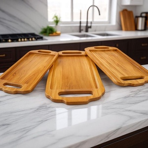 <b>large</b> acacia wood <b>tray</b> with handles for restaurant serving premium handmade acacia <b>tray</b> for luxury home decor custom engraved - Product Image 1